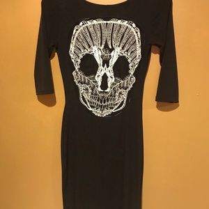 Black midi dress skull back